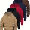 Sweat à capuche décontracté pour hommes en plusieurs couleurs, coupe ample - XS / Hauts / Lot de 5 pièces / Kaki + Noir + Rouge + Marine + Brun