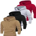 Lot de quatre sweat-shirts à capuche pour hommes en kaki, noir, gris et rouge bordeaux - XS / Hauts / Set de 4 pièces / Khaki + Noir + Gris + Rouge