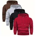 Lot de sweats à capuche décontractés de couleur unie pour hommes en plusieurs coloris - XS / Hauts / Rouge+Noir+Gris+Marron
