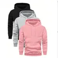 Ensemble de sweats à capuche décontractés pour hommes en rose, gris et noir, EU. - XS / Hauts / Noir + Gris + Rose