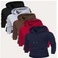 Collection de sweats à capuche unis pour hommes en bleu marine, rouge, marron et gris - XS / Hauts / Noir + Gris + Brun + Rouge + Bleu marine