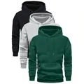 Ensemble de sweats à capuche unis pour hommes en noir, gris clair et vert foncé - XS / Hauts / Vert foncé + Gris + Noir