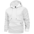 Sweat-shirt à capuche décontracté pour homme en blanc uni avec doublure en polaire douce - XS / Hauts / Blanc