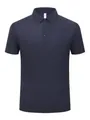 Polo da uomo a maniche corte in seta di ghiaccio blu navy, senza cuciture e asciutta - S / Blu Navy