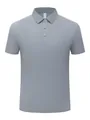 Polo da uomo in seta di ghiaccio rinfrescante, grigio tinta unita, ad asciugatura rapida - S / Grigio Medio