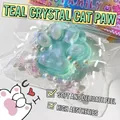 Morbido squishy a zampa di gatto in cristallo verde trasparente con perle decorative - Zampa di Gatto Cristallo Verde