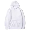 Classic white solid color fleece hoodie with kangaroo pocket and drawstring hood - S / White