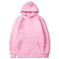 Comfortable soft pink solid color fleece hoodie in European size for casual wear - 4 Pink / S