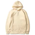 Premium solid cream-colored fleece hoodie with kangaroo pocket and adjustable hood - S / Tops / Khaki