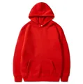 Vibrant red solid color fleece hoodie with kangaroo pocket and drawstring hood - S / Tops / Red