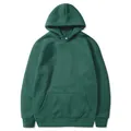 Plain dark green fleece-lined hooded sweatshirt with kangaroo pocket and ribbed cuffs - S / Tops / Dark Green