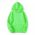 Solid fluorescent green fleece hoodie with hood and front kangaroo pocket, EU size - S / Tops / Apple Green