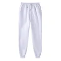Solid white fleece-lined joggers with adjustable drawstring waist and ribbed ankle cuffs - S / Bottom (1-2) / White