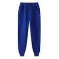 Classic royal blue fleece sweatpants with elastic drawstring waist and ribbed cuffs - S / Bottoms / Dark Blue