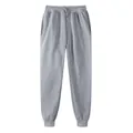 Premium heather grey fleece-lined sweatpants with elastic drawstring waist and ribbed cuffs - S / Bottoms / Light Gray