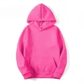 High-quality vibrant hot pink fleece hoodie with kangaroo pocket in European sizing - S / Tops / Rose Red