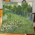 Impressionist oil painting garden print silk scarf in twill satin finish - Oil Painting Series #13