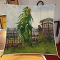Vintage Van Gogh style sunflower oil painting silk scarf 90x90cm for elegant women accessory - Oil Painting Series #17