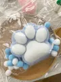 Simpatico giocattolo squishy zampa di gatto blu e bianco con rimbalzo lento morbido - Base Blu Zampa Bianca / Gigante da 10cm / Blu