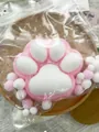 Morbido squishy a forma di zampa di gatto rosa e bianco a rimbalzo lento relax ora - Base Rosa Zampa Bianca