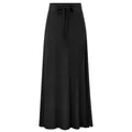 Elegant high-waisted black midi skirt with side split and tie belt detail for women - M / Black