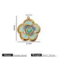 Ciondolo a forma di camelia in smalto blu in acciaio inox per gioielli fai da te - 24mmx21mm / Charm Camelia Oro Blu