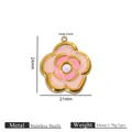 Ciondolo a forma di camelia in smalto rosa e acciaio inossidabile dorato per fai da te - 24mmx21mm / Charm Camelia Oro Rosa