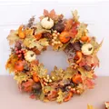 Artificial autumn maple leaf wreath with pumpkins and pine cones for harvest decor - 45cm / Classic Maple Style (Style 2)
