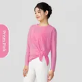 Slub yarn yoga long-sleeved top in prism pink for breathable sports and fitness - S/M / Prism Pink