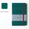 Carnet A5 vert foncé à couverture rigide pailletée avec sangle élastique rouge de Noël - 25K(213*145mm) / Vert de Noël