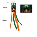 Halloween windsock featuring spooky jack-o-lantern and castle print with colorful streamers. - Dark Castle and Pumpkin Lantern Pattern (20260506150300)