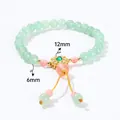 Bracelet en perles d'aventurine vert clair naturel avec breloque florale dorée de 12 mm - 6mm / Style Pompon Aventurine Verte Naturelle