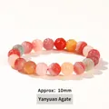 Natural Yanyuan agate bracelet with 10mm carved flower beads in vibrant mixed colors - Yanyuan Agate Lotus Bead Style