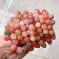 Natural red aventurine pumpkin-shaped bead bracelet featuring assorted pastel stone beads - Yanyuan Agate Pumpkin Bead Style