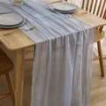 Elegant light blue wrinkled gauze table runner for wedding party and Bohemian home decor - Sky Blue 1