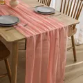 Elegant peach wrinkled gauze table runner for wedding party and boho dining decor - Light Pink