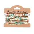 Set di 8 braccialetti elastici bohémien con perline colorate e vivaci accenti dorati - Multicolore