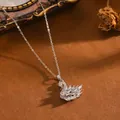 Elegante collana con ciondolo a cigno d'argento con brillanti zirconi bianchi a marquise. - Collana T064 Cigno D'argento