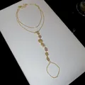 Elegant 14k gold plated hand harness featuring delicate pink zircon geometric charms - Pink Zircon / Gold