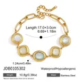 Pulsera de cadena de acero inoxidable dorado con dijes de resina luminiscentes - Pulsera Geométrica Acanalada (JDB0105302)