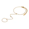 Bracelet bague en acier inoxydable doré avec des pierres de zircone claires - Style Double Strass Rond (B0769) / Or