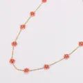 Élégant collier bohème fait main avec fleurs de perles roses sur chaîne en acier doré. - Collier (Sans Perles) / Orange