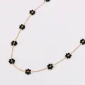 Collier bohème fait main en acier inoxydable doré avec de délicates fleurs noires - Collier (Sans Perles) / Noir