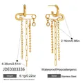 Vista dettagliata degli orecchini a spilla con dati su dimensioni e peso - Stile Nappa Spilla da Balia (JDE0303336) / Oro