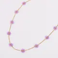 Collier de fleurs en perles violettes fait main bohème avec chaîne en acier doré - Collier (Sans Perles) / Violet Transparent