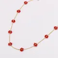 Collier bohème fait main avec fleurs en perles rouges sur fine chaîne dorée en inox - Collier (Sans Perles) / Rouge