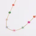 Collier artisanal de fleurs en perles colorées de style bohème avec chaîne dorée - Collier (Sans Perles) / Coloré