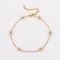 Bracelet bohème fait main avec fleurs de perles blanches et chaîne en or réglable - Bracelet (Sans Perles) / Blanc