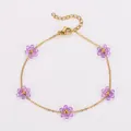 Bracelet bohème fait main avec de jolies fleurs en perles violettes et chaîne dorée - Bracelet (Sans Perles) / Violet Transparent
