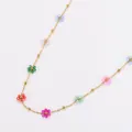 Collier bohème fait main avec fleurs en perles multicolores et acier inoxydable doré - Collier (Avec Perles) / Coloré